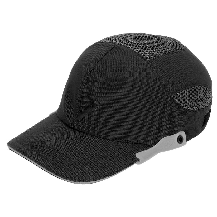 Protective Bump Cap Hat – Breathable Baseball-Style Hard Hat for Work & Sports (Black with Gray Edge)