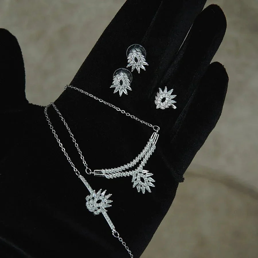 Mirage Necklace Set – Elegant Crystal Jewelry Set for Women (Necklace & Earrings Combo)